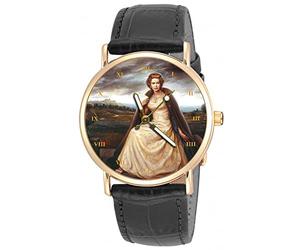 Omaggio alla Regina Elisabetta II Bellissimo Ritratto Arte Orologio Unisex Ottone Massiccio, Oro, Cinturino