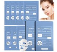 Omagie 8 Pezzi Bio Mask Collagen maschera collagene viso Bio-Collagen Real Deep Mask, Bio-Collagene Vera Maschera Profonda, Maschera viso al bio-collagene, per il Collagene, Film di collagene puro