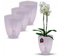 OMAGO® Coprivaso per orchidea, set di 3 pezzi, vaso decorativo grigio semitrasparente, coprivaso moderno per fiori