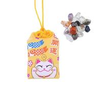 Omamori giapponese con cristalli, amuleto portafortuna giallo oro/rosa, per benedire denaro, successo, ricchezza, carriera, fortuna, amore, relazione, amicizia, 4*6cm, Tessuto