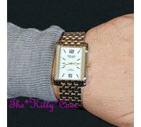 OMAX 2-Tono Oro e Argento Acciaio Inox Seiko Movt Designer Stile Orologio HSJ685