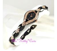 OMAX Chic Scuro Marrone E Oro Rosa, Seiko Movt Swarovski Crystal Orologio JE2008