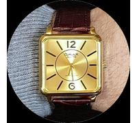 OMAX Classico, Casuale, Seiko Movt, Pelle Marrone, Quadrato Oro Orologio SC8047