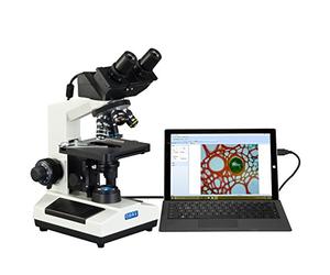 OMAX - MD827S30L Built-in fotocamera 3MP 40X-2000X Digital Biologico Compound Binoculare LED Light Microscopio con doppio strato meccanico Stage Olio Immersione NA1.25 Condensatore