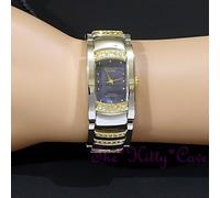 OMAX Seiko Movimento Argento, Oro Aurora Blu Swarovski Cristalli Orologio JES610