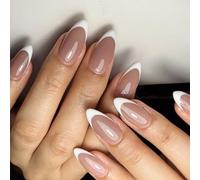 Omber Glossy Press On Nails Mandorle Finte Unghie Acriliche Finte Francesi Full Covers False Per Disegni Bastone Su Chiodo