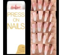 Omber Pinks Press On Nails Bara/Mandorla/Sfumature Quadrate Natural Fake Glossy Full Covers False Per Le Donne Bara/mandorla/quadrato Unghie Finte