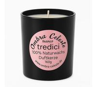 Ombra Celeste Tredici Bianco Candela profumata di cera di soia fatta a mano, 160 g - 100% cera naturale, bergamotto, patchouli, legno di cedro, forte profumo, stoppino di cotone, aromaterapia, luce