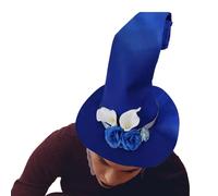 Ombra mago nero: berretto da strega fedele appuntito, cappello decorativo del guardaroba floreale, incatenamento affascinante di Halloween, accessorio per abiti da festa in stile magico | per la