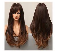 Ombre Grigio Brown Blonde Parrucche sintetiche Parrucche medie Particole messe lunghe Parrucche diritta compatible with le donne bianche dark Women Cosplay giornaliero resistente al calore(LC5043-1)