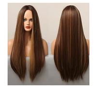 Ombre Grigio Brown Blonde Parrucche sintetiche Parrucche medie Particole messe lunghe Parrucche diritta compatible with le donne bianche dark Women Cosplay giornaliero resistente al calore(LC5039-1)