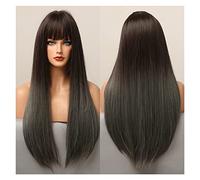 Ombre Grigio Brown Blonde Parrucche sintetiche Parrucche medie Particole messe lunghe Parrucche diritta compatible with le donne bianche dark Women Cosplay giornaliero resistente al calore(LC5063-1)