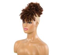 Ombre High Puff Afro Crespo Riccio Coda di Cavallo Clip in Franga con Coulisse Estensioni Coda di Cavallo per Donne di Colore 1/30#Nero/Marrone