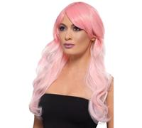 Ombre Parrucca Lungo Calore Resistente Styleable a Strati Costume Rosa Confetto