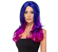 Ombre Parrucca Lungo Calore Resistente Styleable a Strati Costume Viola/Rosa Wi