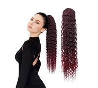 Ombre parrucche lunga onda riccia parrucca per le donne ragazze coda di cavallo estensioni dei capelli Scrunchies festa di carnevale, Vino