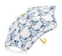Ombrelli bianchi con teste di mucca blu, per pioggia, pioggia, sole e vento, con striscia riflettente, ombrello per bambini con chiusura a prova di pizzico, per bambini e ragazze