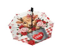 Ombrelli compatti antivento per pioggia - Ombrello pieghevole a rovescio automatico leggero per San Valentino con mucca delle Highland - Ombrello piccolo e carino per pendolari, auto, zaino, borsa