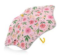 Ombrelli per bambini con fiori rosa chiaro, protezione da vento e pioggia, ombrello con striscia riflettente, ombrello da viaggio con chiusura a prova di pizzico, per ragazzi e ragazze