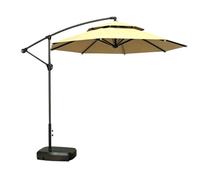 Ombrello A Banana, Ombrellone Da Giardino Portatile, Installazione Facile, Con Base, 8 Stecche Robuste, Resistente Al, Durevole, Leggero, For Piscina(Khaki)
