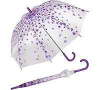 Ombrello a campana trasparente a pois, Viola fiorito, 92 cm