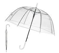 Ombrello a campana trasparente con bordo bianco trasparente, automatico, diametro 84 cm, ombrellone (1 ombrello bianco)