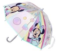 Ombrello a Cupola di Minnie - Stampa di Topolina con Arcobaleno - Apertura Manuale - Fabbricato in 100% POE con Struttura in Fibra di Vetro - Prodotto Originale Elaborato in Spagna