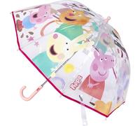 Ombrello a Cupola di Peppa Pig - Stampa con i Personaggi della Serie - Apertura Manuale - Fabbricato in 100% POE con Struttura in Fibra di Vetro - Prodotto Originale Elaborato in Spagna