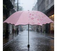 Ombrello a forma di fiore attivato dall'acqua, ombrello pieghevole compatto da viaggio, ombrello parasole da sole e pioggia, design unico con effetto cambia colore, ideale per i giorni di pioggia