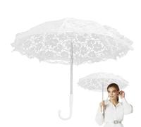 Ombrello a punta - Ombrello da sposa in pizzo | Accessori per costume da donna | Foglie bianche floreali ricamo ombrelli da sposa | Ombrello decorativo da sposa bianco per decorazione di nozze
