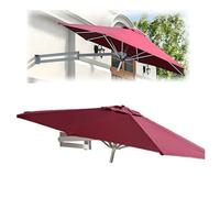 Ombrello a sbalzo, montaggio a parete, telaio in alluminio, baldacchino in poliestere, pieghevole e telescopico, parasole per esterni da giardino e patio, Rosso, 250cm/8.5ft