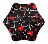 Ombrello antipioggia con cuori rossi e linee bianche nere per bambini con punte arrotondate, ombrello antivento per bambini 4T-8 Y, tettoia da 89 cm