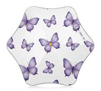 Ombrello antipioggia per bambini con punte arrotondate e farfalle viola, ombrelli leggeri per bambini 4T-8 Y, tettoia da 88,9 cm