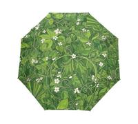 Ombrello antivento verde fiore estetico, apertura e chiusura con una mano | Ombrello con stampa a trasferimento termico resistente allo sbiadimento, finitura idrorepellente a livello nano