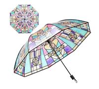 Ombrello Automa In vetroes Colorato Vintage, Ombrelli Trasparenti Vintage Dipinti A Mano, Ombrello Parasole Pieghevole Dipinto A Mano Per Amici, Colleghi, Bambini