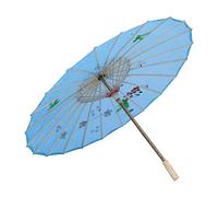 Ombrello Classico in Bambù e Seta Blu Supporto Robusto per Feste | Struttura in Carta e Bambù, Impugnatura Liscia e Lucidata, Stile Cinese Classico, per Decorazioni e Ristoranti Colore Casuale