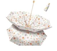 Ombrello compatto 8K, ombrello parasole in vinile con fiori a doppia faccia, resistente ai raggi UV, alle intemperie e alla pioggia, piccolo ombrellone fresco e funzionale(Double-sided marigol)