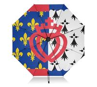Ombrello compatto da viaggio con bandiera dei Paesi della Loira, antivento, nero, per sole e pioggia, ombrello leggero con copertura per pioggia e sole