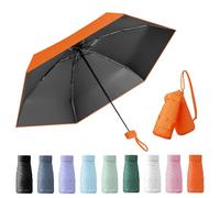 Ombrello Compatto Donna Pieghevole Portatile, Anti UV, Con Scatola Porta Capsule, Impermeabile e Antivento, Per Uomo e Donna (Arancia)