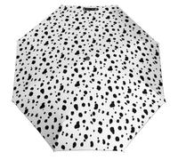 Ombrello completamente automatico con stampa dalmata in bianco e nero, bombi e nido d'ape giallo, antivento, con protezione UV, idrorepellente, design compatto ideale per i viaggi, regalo elegante per