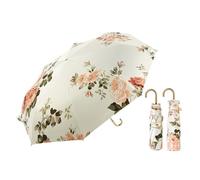 Ombrello con gancio dorato rivestito in colla colorata ultraleggera, ombrello pieghevole retrò for pioggia o sole con manico curvo, protezione solare e ombrellone da donna con protezione UV,(Beige Ora