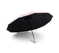 Ombrello con impugnatura ergonomica portatile compatto pieghevole leggero for uomo e donna che resiste alla tempesta di neve, rosa(Pink)