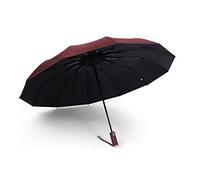 Ombrello con impugnatura ergonomica portatile compatto pieghevole leggero for uomo e donna che resiste alla tempesta di neve, rosa(Rojo)