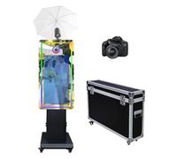 Ombrello con luce morbida, cabina fotografica a specchio magico con touch screen da 32 pollici, macchina per selfie con custodia da volo, cabina fotografica con luce RGB per eventi di festa (nero