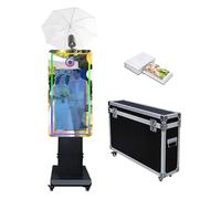 Ombrello con luce morbida, cabina fotografica a specchio magico con touch screen da 32 pollici, macchina per selfie con custodia da volo, cabina fotografica con luce RGB per eventi di festa (nero