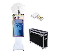 Ombrello con luce morbida, cabina fotografica a specchio magico con touch screen da 32 pollici, macchina per selfie con custodia da volo, cabina fotografica con luce RGB per eventi di festa (bianco