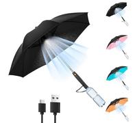 Ombrello con nebulizzatore 3 in 1 ricaricabile tramite USB, con borraccia, portatile, protezione UV per esterni, spiaggia, barbecue e festival, spray per giornate calde