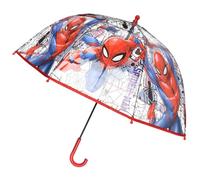 Ombrello cupola bambini Spider-Man Marvel trasparente POE 74 cm apertura manuale manico curvo rosso impermeabile