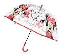 Ombrello cupola Minnie Mouse Disney per bambini trasparente POE 74 cm apertura manuale manico curvo rosso eggero e impermeabile