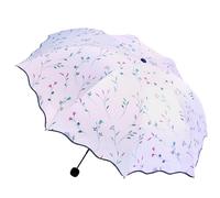 Ombrello da Donna Pieghevole con Motivo Floreale UPF 50+ - Parasol Compatto da Viaggio con Rivestimento Anti-UV, Resistente al Vento, Leggero per Sole e Pioggia (Viola)